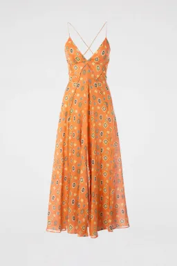 Scanlan Theodore Linen Foulard Strappy Dress Tangerine Size XS/AU 6  for rent on The Volte - image 3