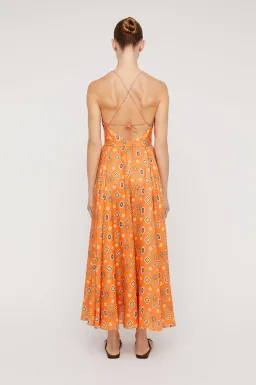 Scanlan Theodore Linen Foulard Strappy Dress Tangerine Size XS/AU 6  for rent on The Volte - image 2