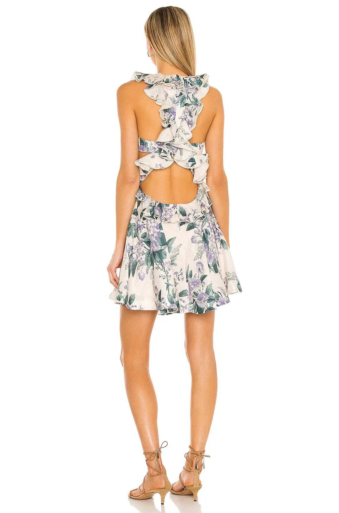 Zimmermann Cassia Ruffle Mini Dress Floral Size 1/Au 10  for rent on The Volte - main image