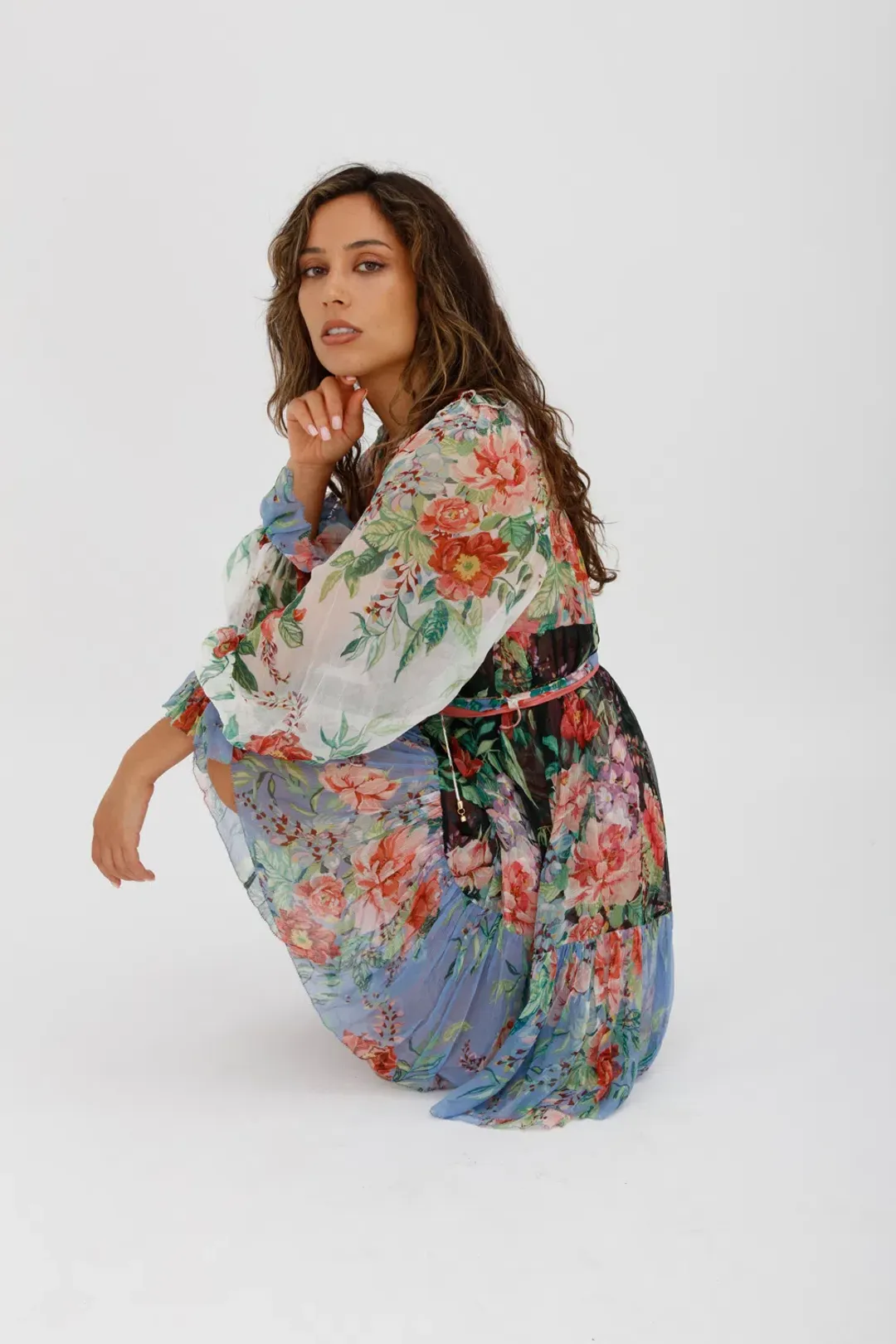 Zimmerman Bellitude Spliced Short Dress Multi Colour Floral Print Size 0/Au 8 for rent on The Volte - main image