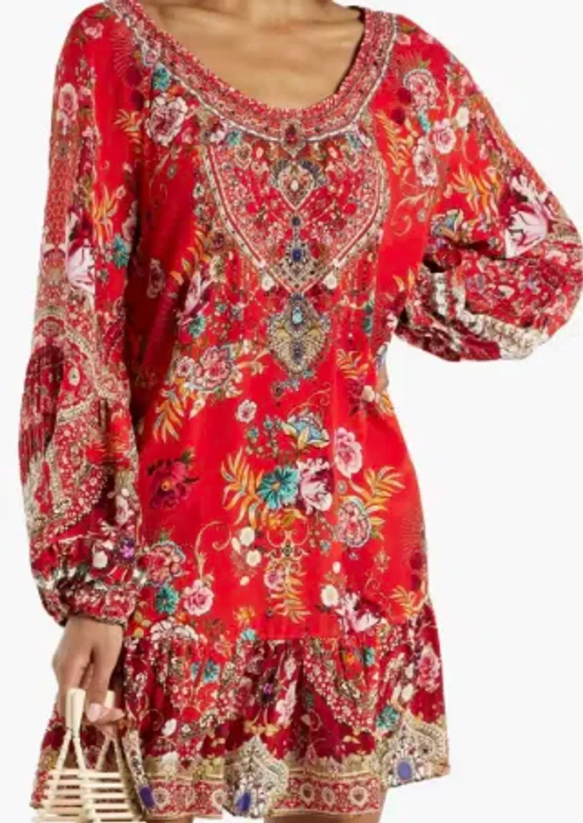 Camilla Frill Dress Red Print Size 18  for rent on The Volte - main image
