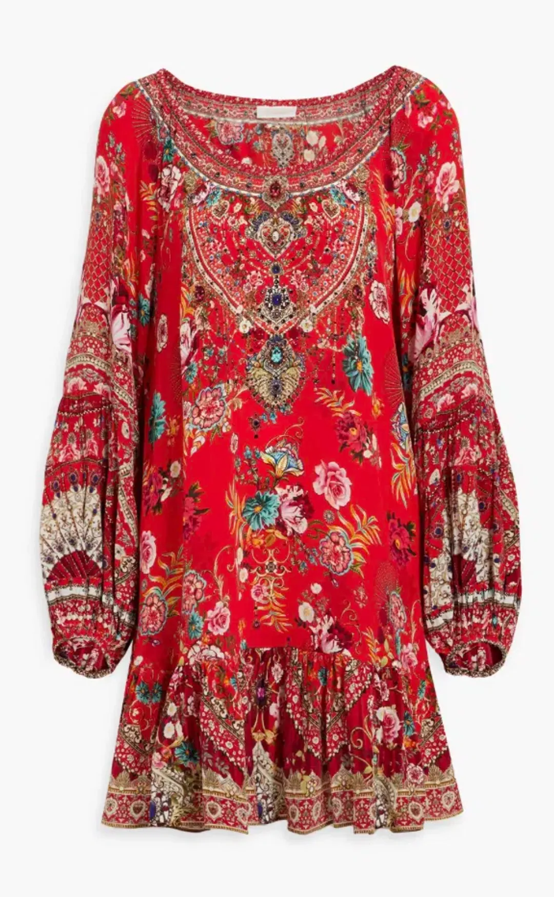 Camilla Frill Dress Red Print Size 18  for rent on The Volte - main image