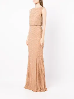 Rachel Gilbert Ada Gown Crystal-embellished Beige Size AU 12 for rent on The Volte - image 2