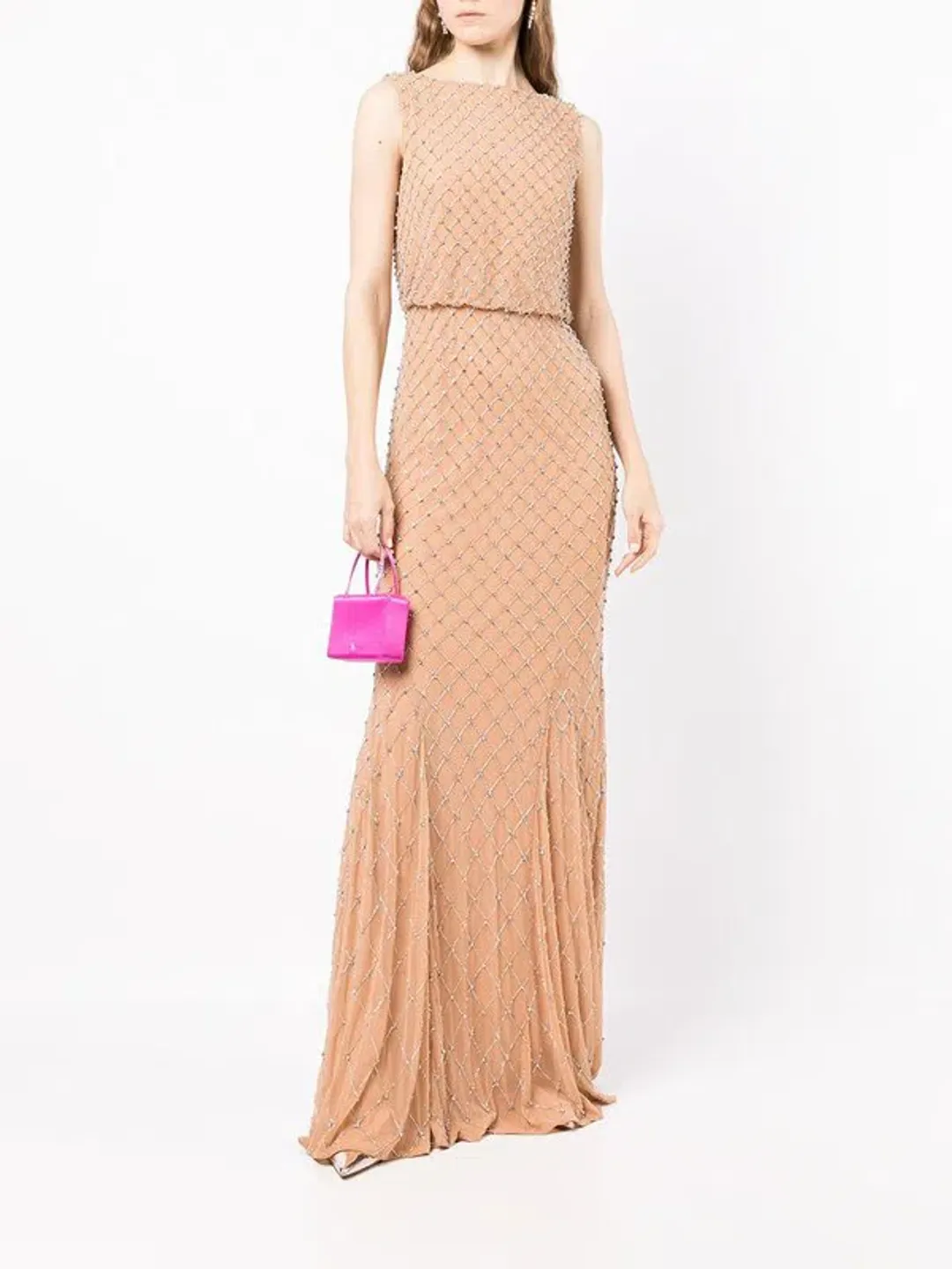 Rachel Gilbert Ada Gown Crystal-embellished Beige Size AU 12 for rent on The Volte - main image