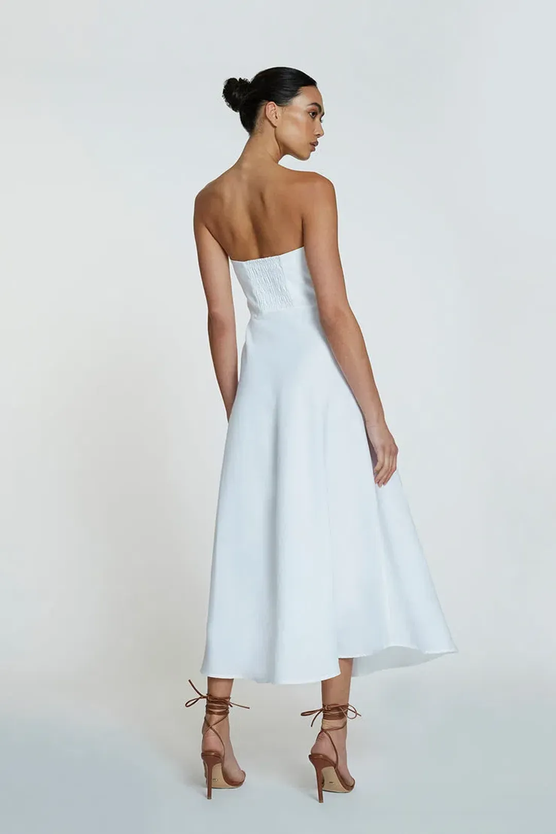 By Johnny Penelope Strapless Midi Dress Ivory Size 6 for rent on The Volte - main image