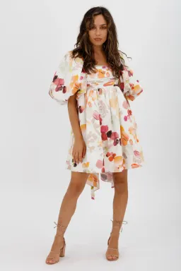 AJE Dassia Puff Sleeve Mini Dress Floral Print Size 10 for rent on The Volte - image 2