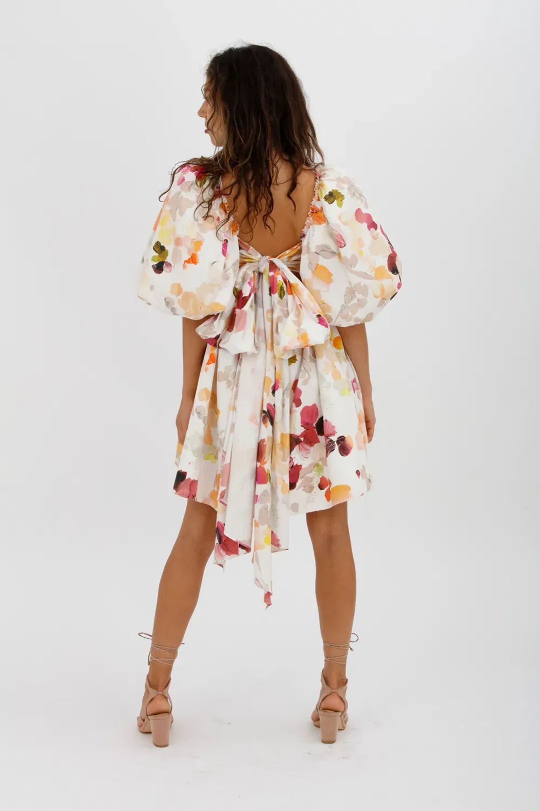 AJE Dassia Puff Sleeve Mini Dress Floral Print Size 10 for rent on The Volte - main image