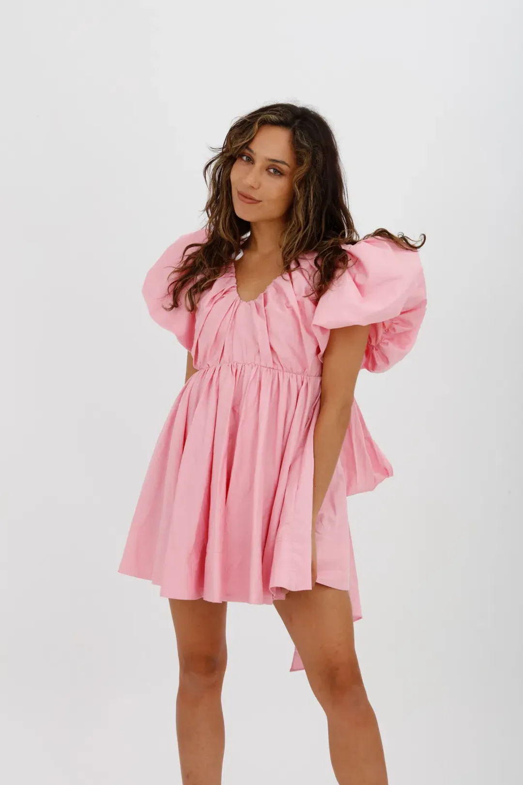 Aje Gretta Bow Back Mini Dress Ballet Pink Size 10  for rent on The Volte - main image