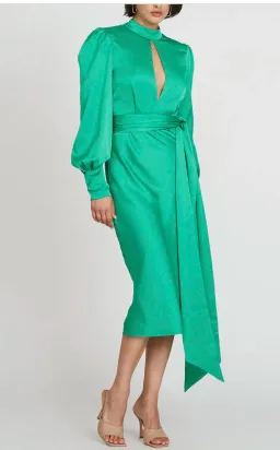 By Johnny Camellia Slice Midi Dress Green Size 10 for rent on The Volte - image 2