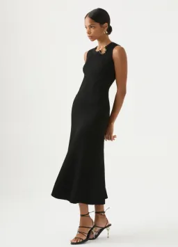 Aje Crescent Knit Midi Dress Black Size 10 / M for rent on The Volte - image 3