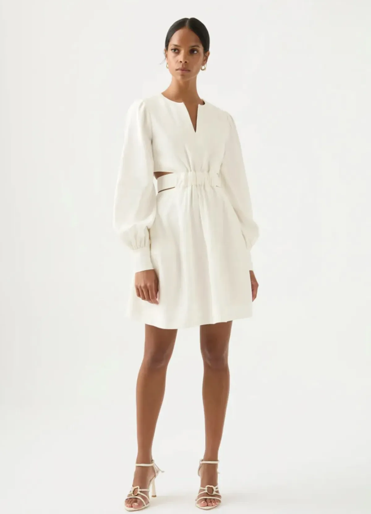 Aje Spectral V Neck Dress Ivory Size 10 / M for rent on The Volte - main image