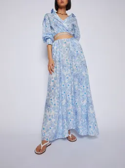 Scanlan Theodore Aztec Paisley Crop Shirt and Skirt Set Blue Size 6/8 for rent on The Volte - image 1