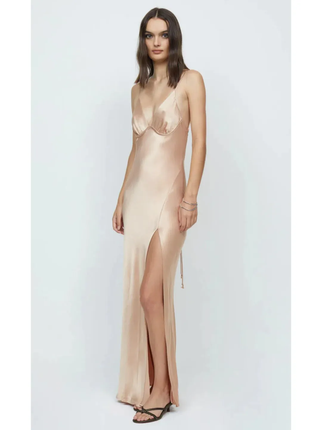Bec & Bridge Ren Split Maxi Dress Gold Size AU 6 for rent on The Volte - main image