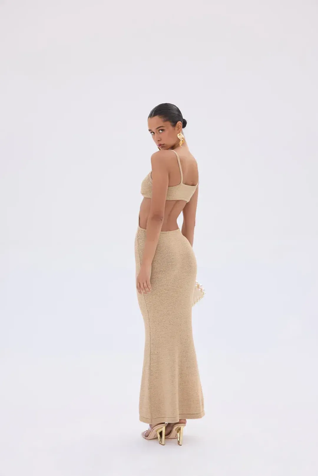 Cult Gaia Serita Knit Dress in Sand Size AU 10  for rent on The Volte - main image