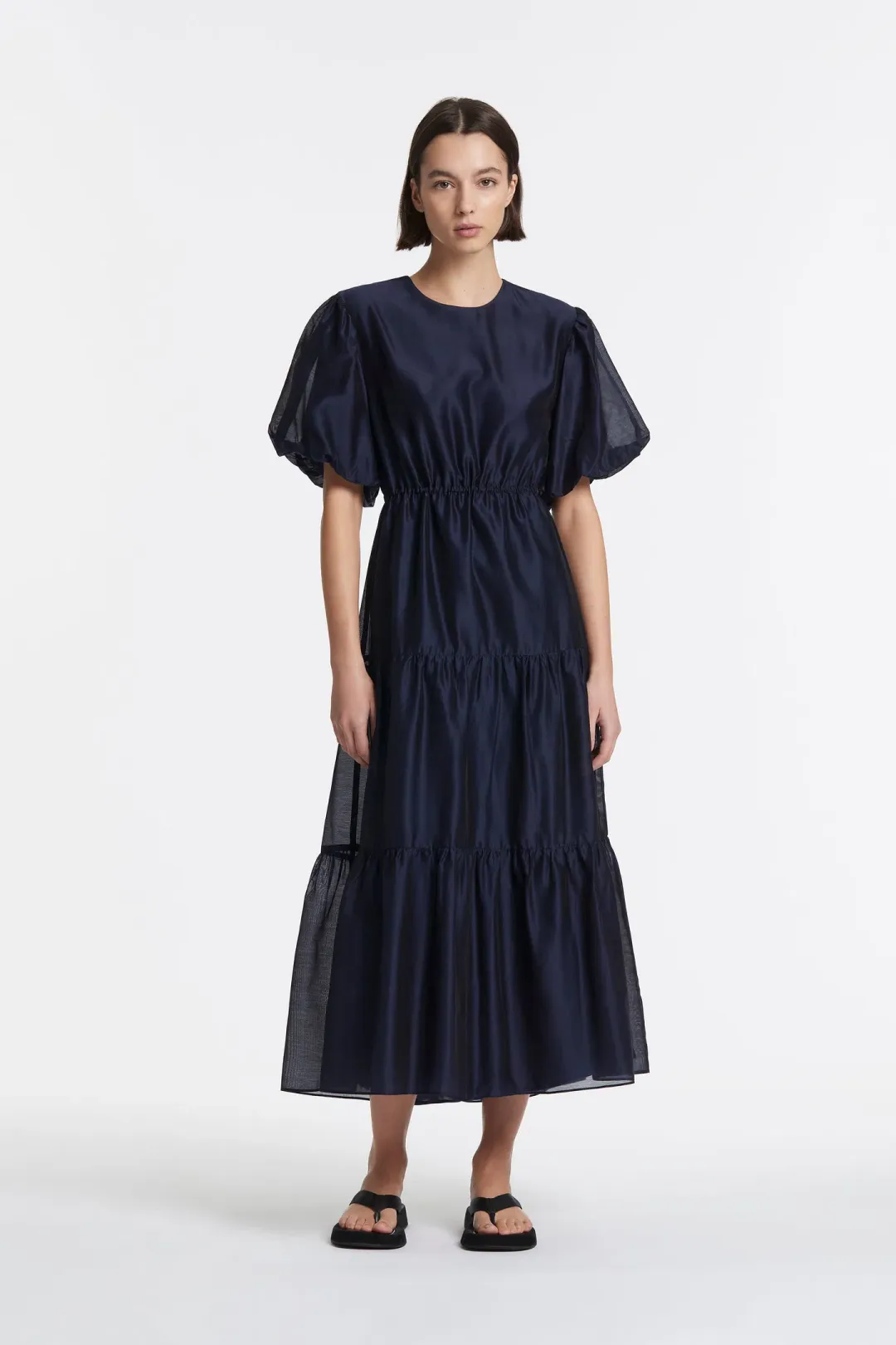 Sir the Label Franc Open Back Navy Midi Dress Size 2/AU 10 for rent on The Volte - main image