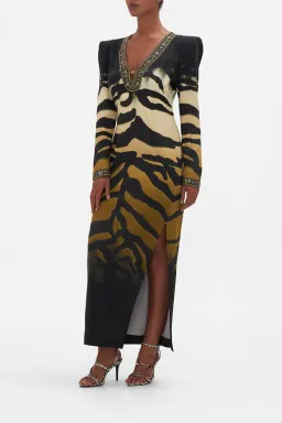 Camilla Shoulder Pad Long Sleeve Dress Tame My Tiger Size 8  for rent on The Volte - image 1