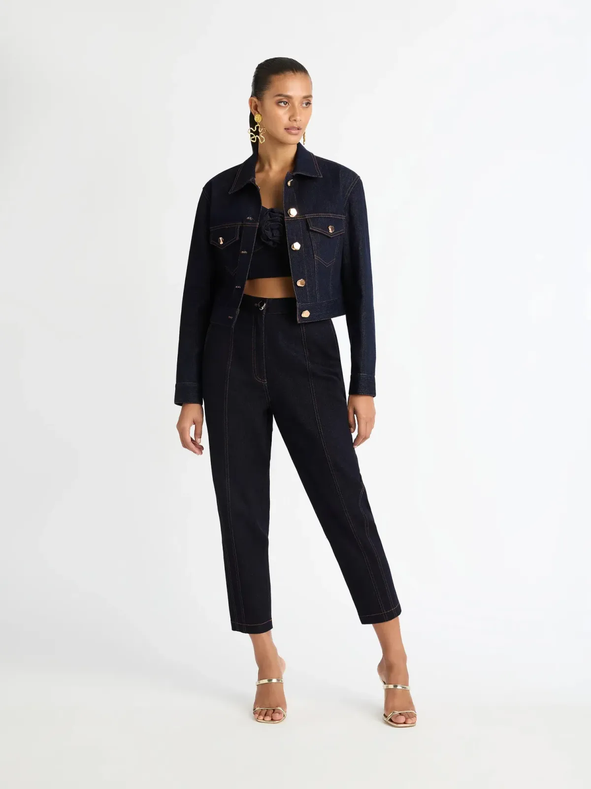 Sheike Three Piece Denim Set Blue Size AU 8 for rent on The Volte - main image
