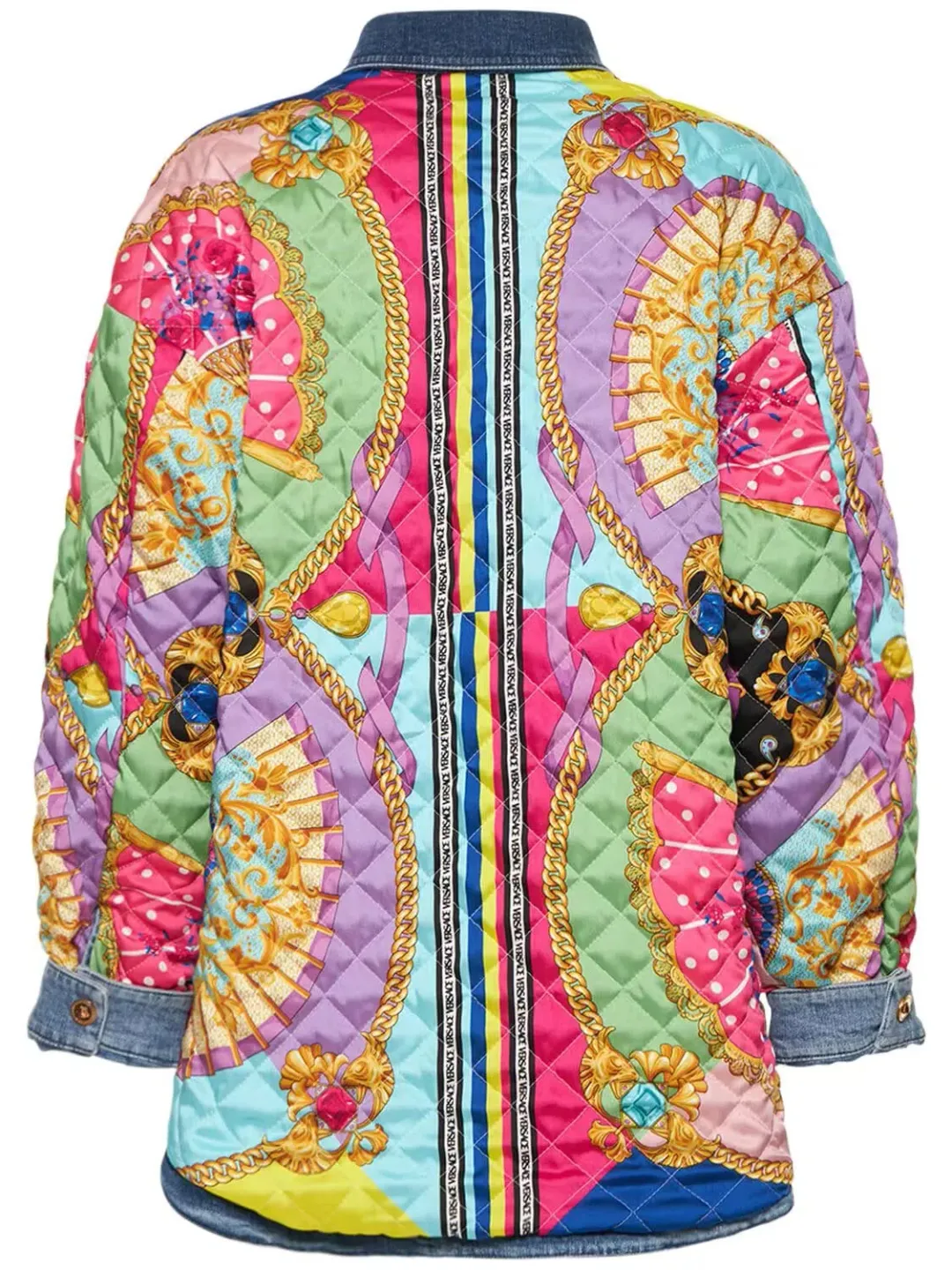 Versace Oversized Patchwork Cotton Denim Shirt Size 8 for rent on The Volte - main image