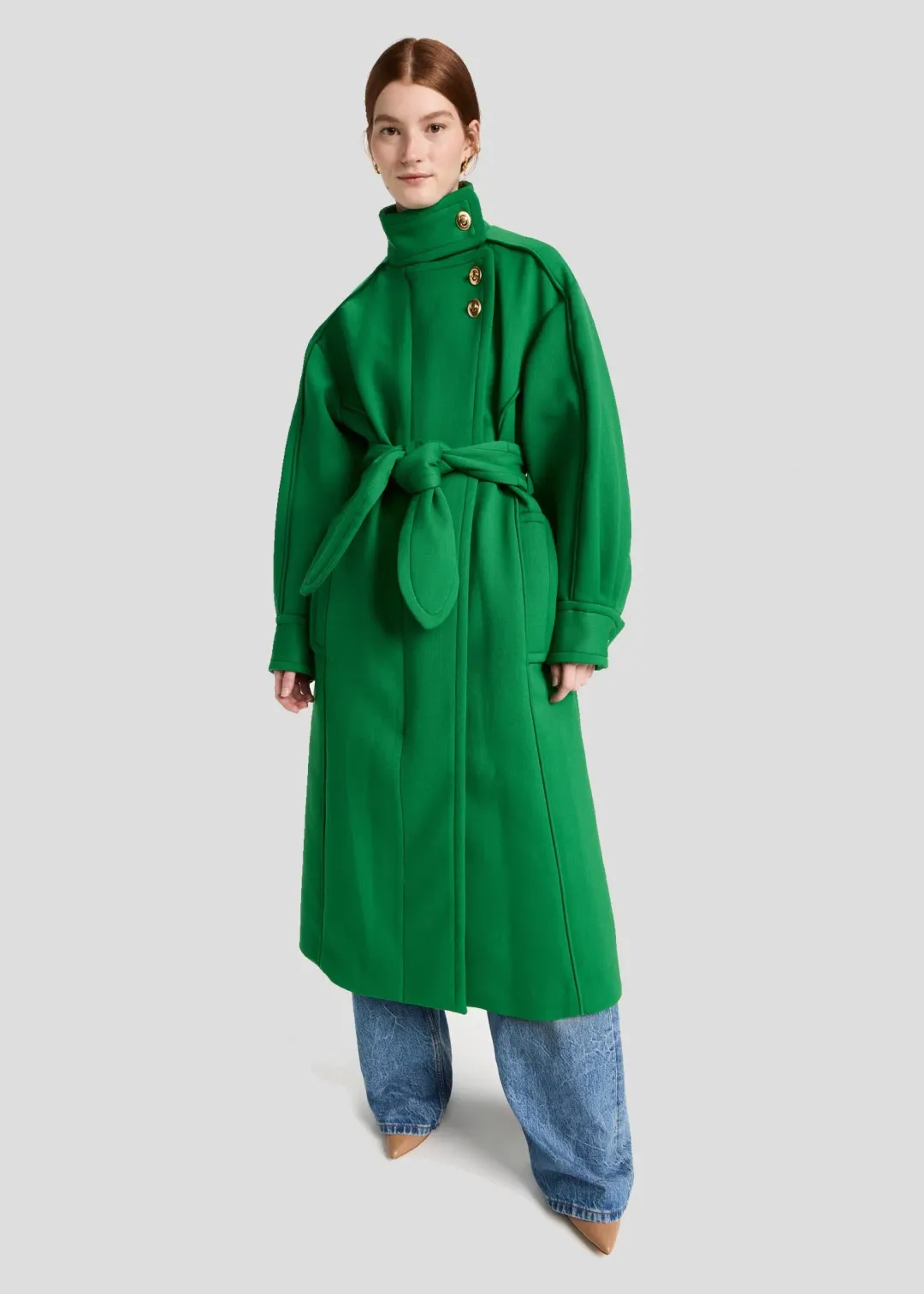 Zimmermann Celestial Funnel Neck Coat Green Size 0/ AU 6 to 8 for rent on The Volte - main image