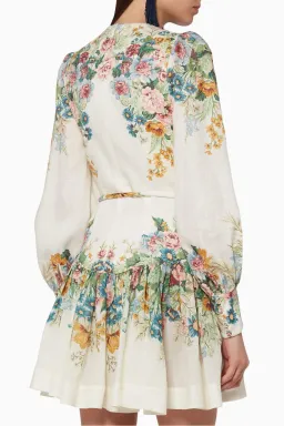 Zimmermann Wavelength Bell Sleeve Mini Dress Floral Size 0/Au 8  for rent on The Volte - image 2