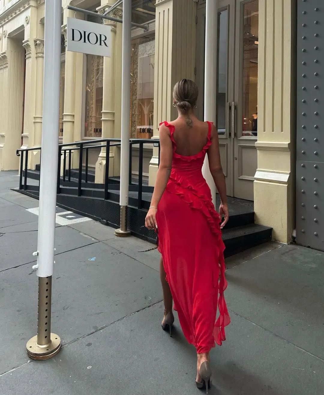 House of CB Ariela Ruffle Dress Cherry Size 6 for rent on The Volte - main image