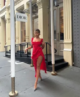 House of CB Ariela Ruffle Dress Cherry Size 6 for rent on The Volte - image 2
