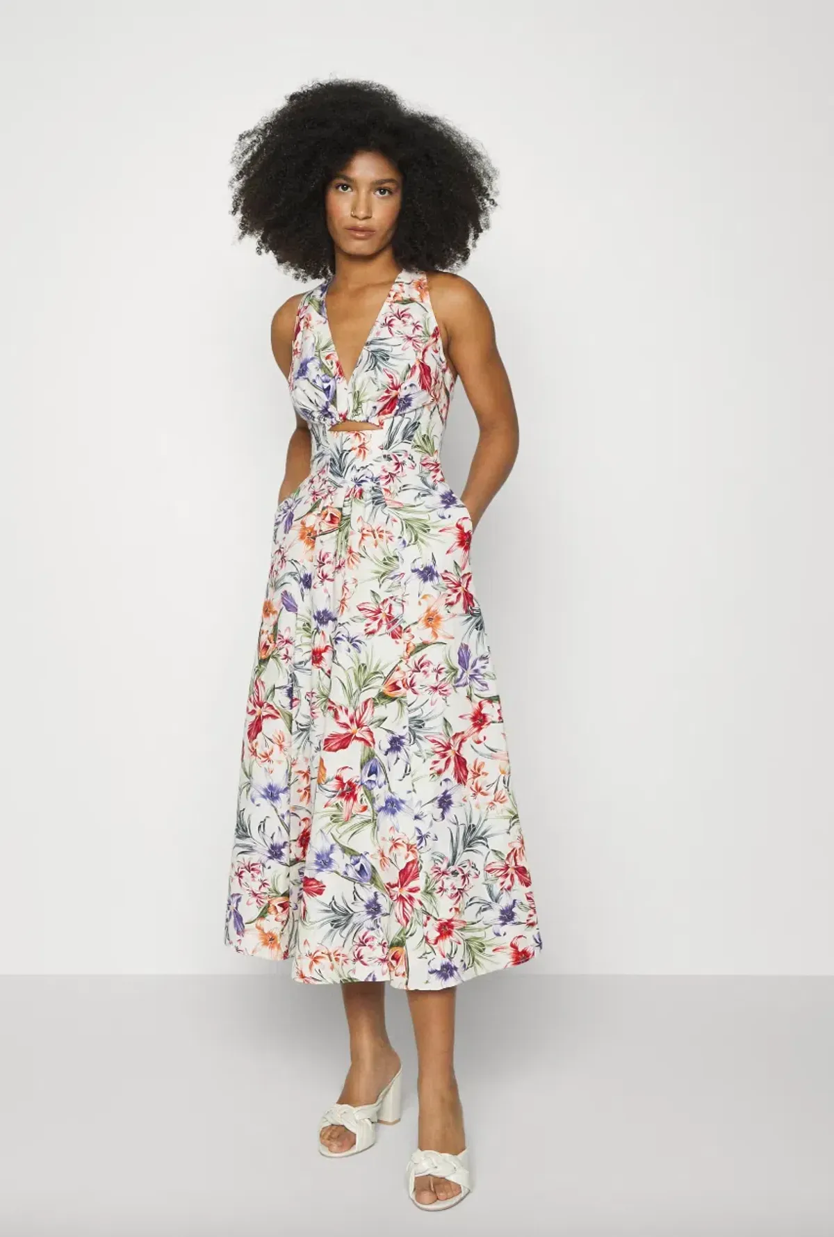 C/MEO Collective New Direction Midi Dress Ecru Botanic Size XS / Au 6 for rent on The Volte - main image