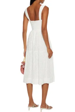 Rebecca Vallance Valentina Broderie Anglaise Cotton Midi Dress Ivory Size AU 6 for rent on The Volte - image 2