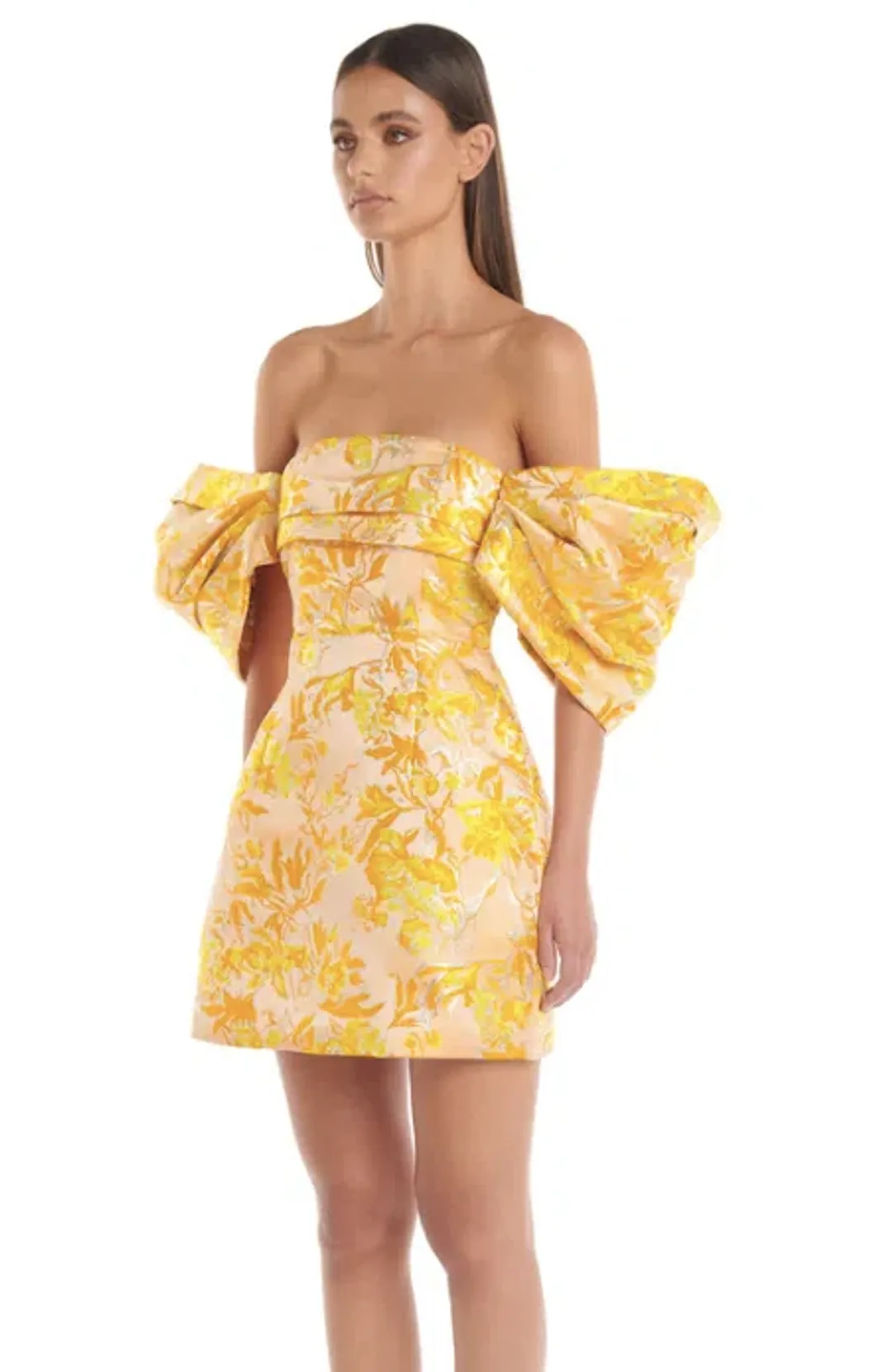 Eliya The Label Raquel Dress Floral Yellow Size AU 10  for rent on The Volte - main image