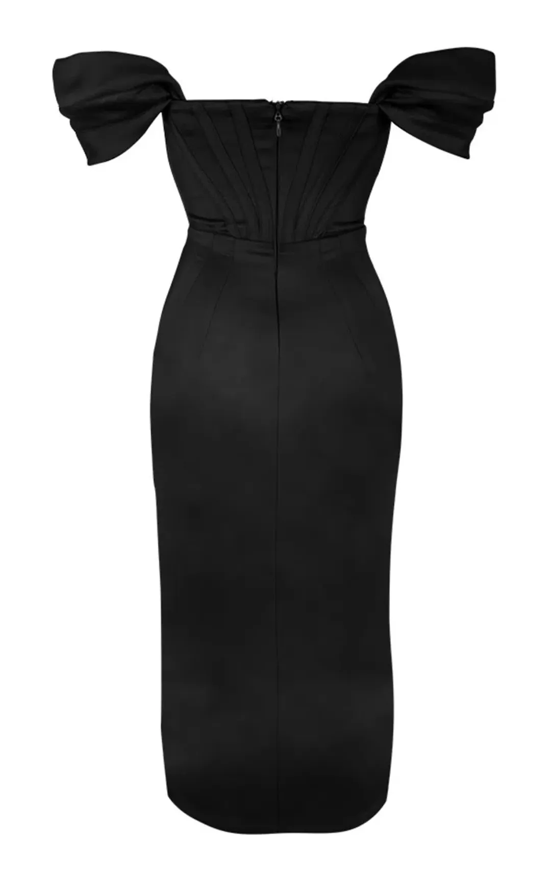 House of Cb Loretta Satin Off Shoulder Dress Black Size XS / Au 6 for rent on The Volte - main image