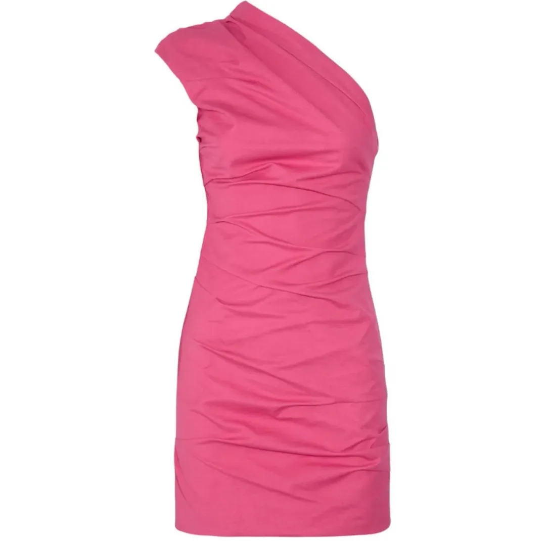 Camilla and Marc Low Rider One Shoulder Mini Dress Pink Size 10 for rent on The Volte - main image