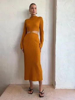 Camilla And Marc Nemesia Long Sleeve Dress in Burnt Orange Size 8 for rent on The Volte - image 2