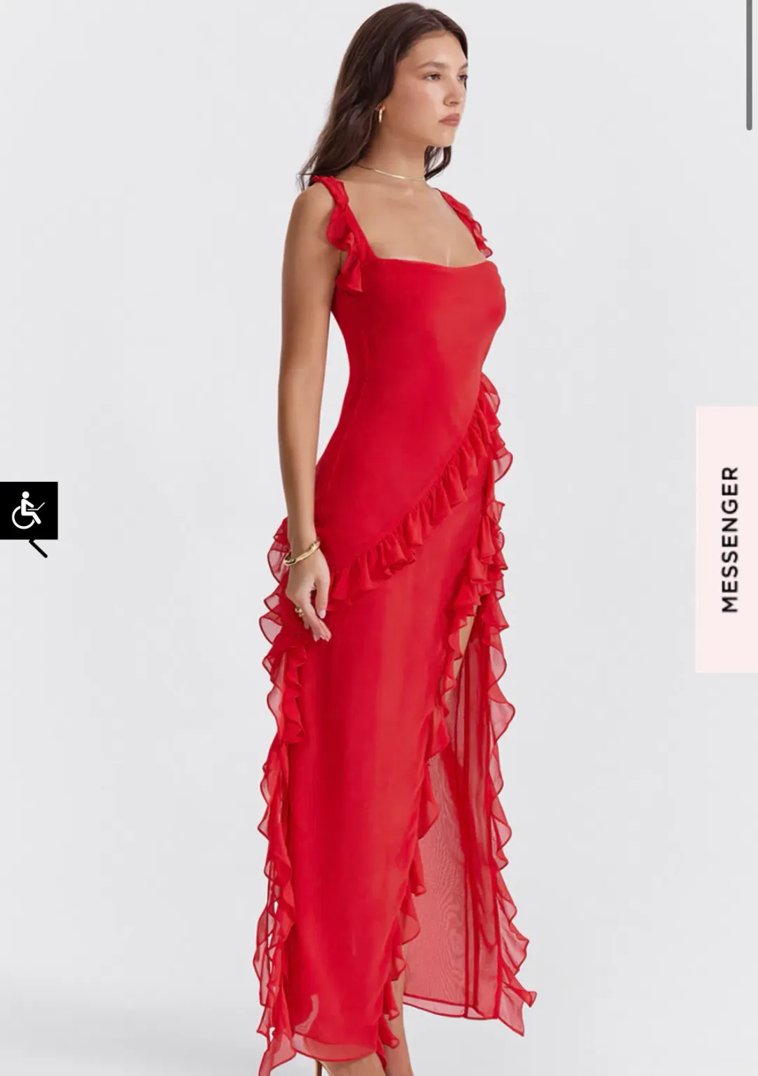 House Of Cb Ariela Red Ruffle Backless Dress Cherry In Size S/Au 8 for rent on The Volte - main image