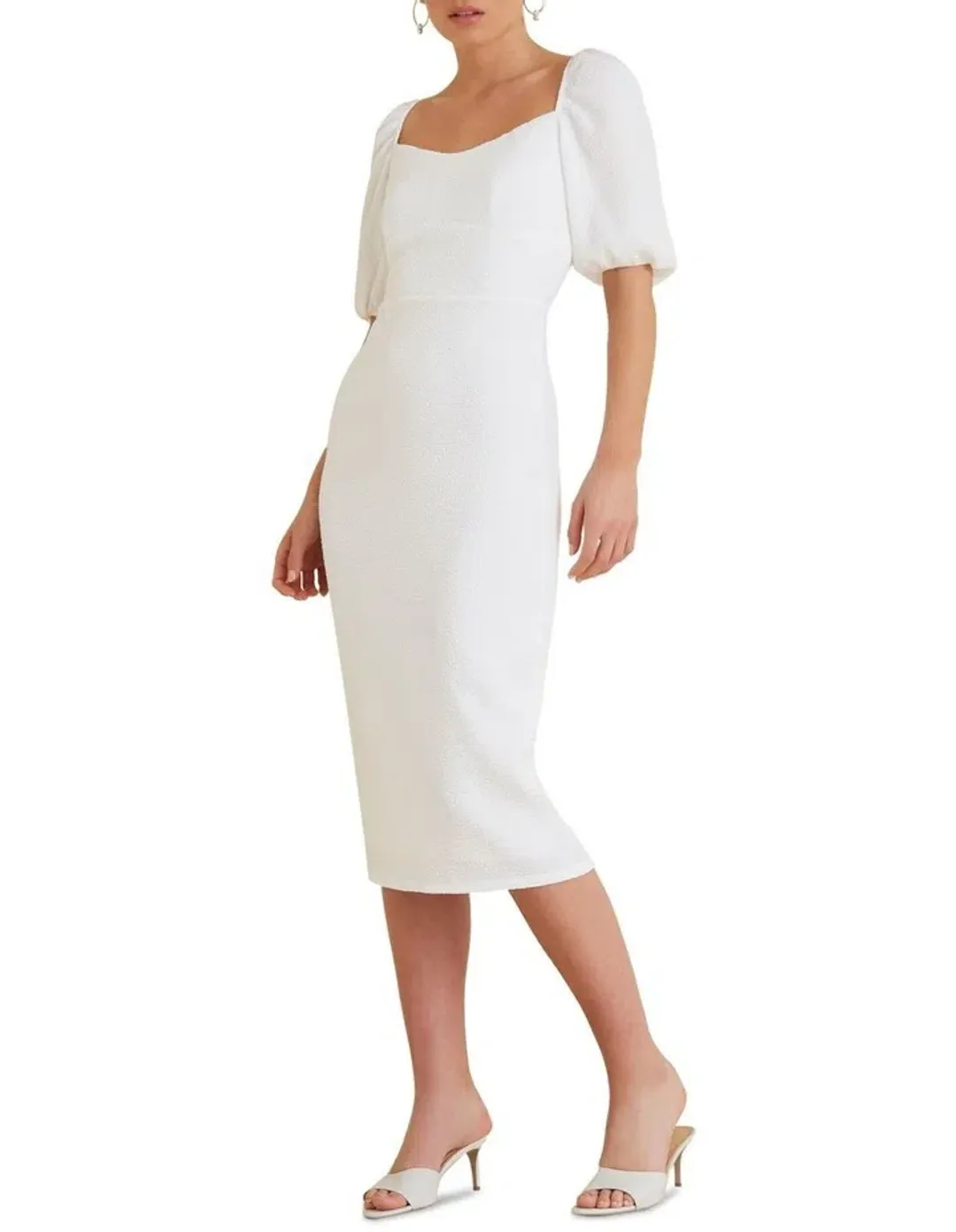 Seed Heritage Square Neck Slimline Dress White Size 6  for rent on The Volte - main image