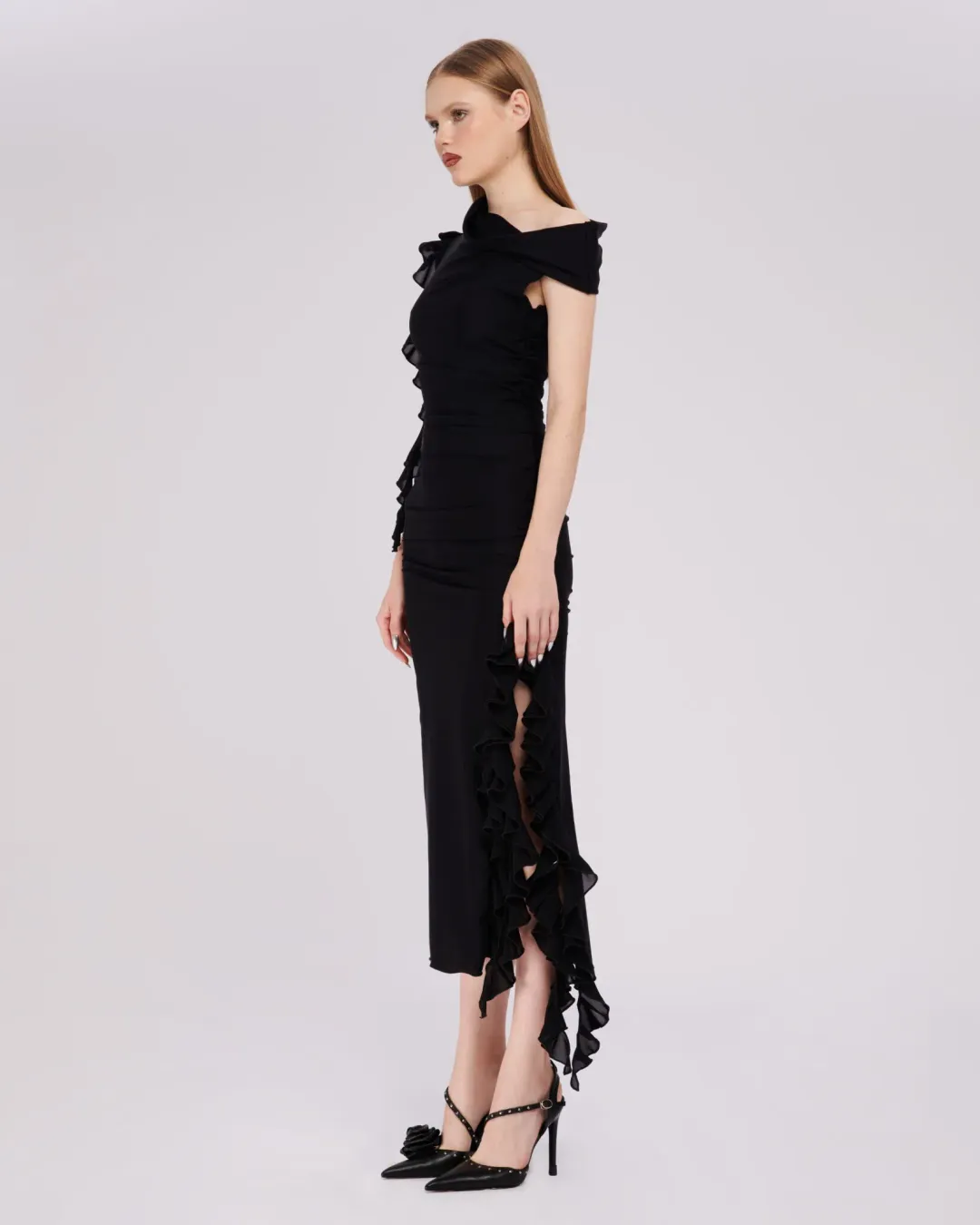 Fanci Club The Assassin Long Dress Black Size 6 for rent on The Volte - main image