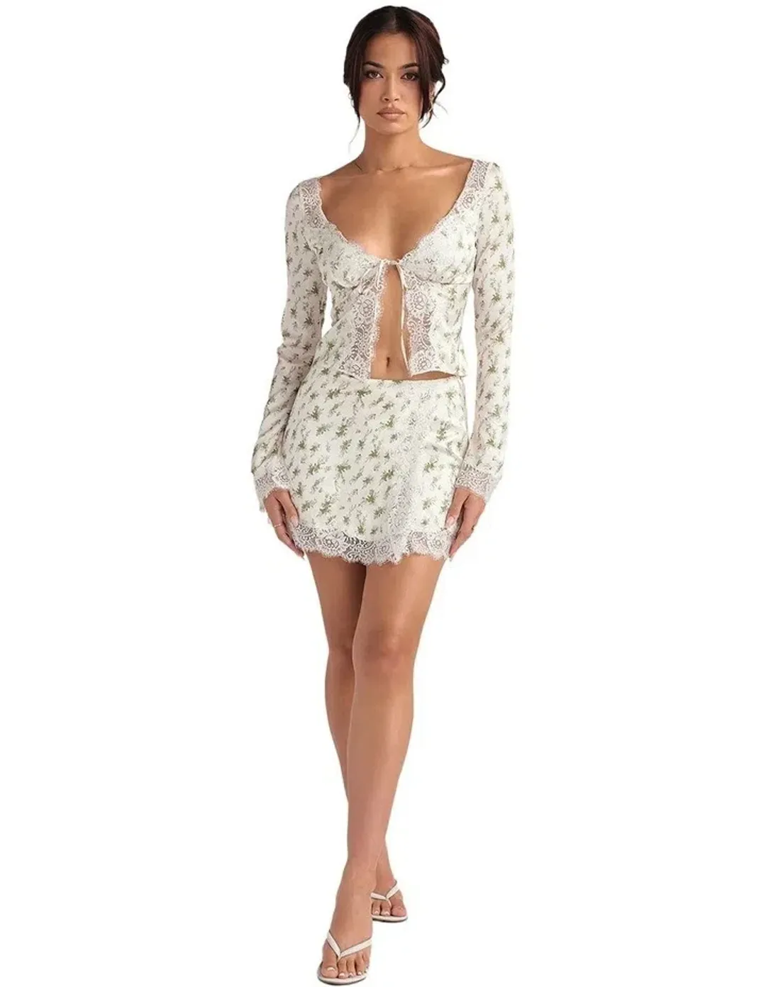 House of CB Clarissa Lace Trim Top Garden Print Size XS / AU 6 for rent on The Volte - main image
