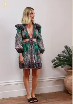 Zimmermann Anneke Ruffle Mini Dress Paisley Print Size 2 / AU 12 for rent on The Volte - image 3