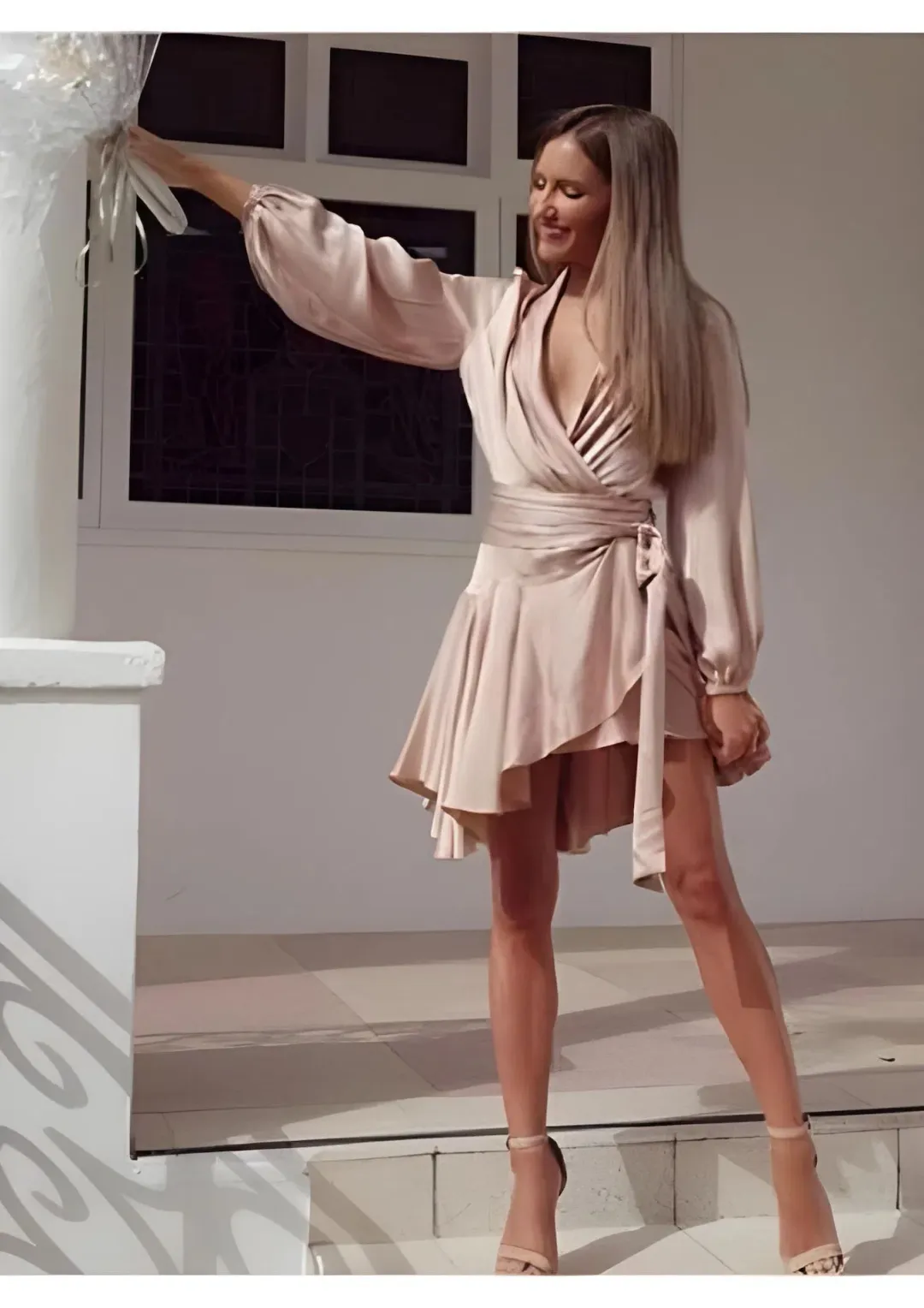 Zimmermann Sueded Wrap Dress Blush Size 1 / AU 10  for rent on The Volte - main image
