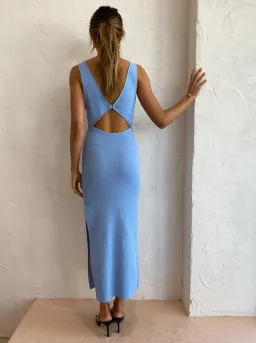 Bec & Bridge Zahara Knit Midi Dress in Sky Blue Size 6  for rent on The Volte - image 2
