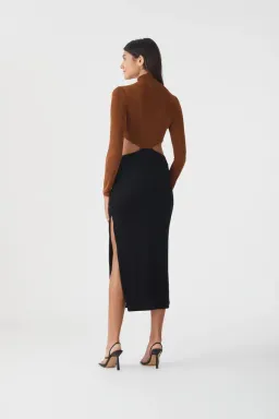 San Sloane Ninette Midi Dress Black/Brown Size AU 8 for rent on The Volte - image 3