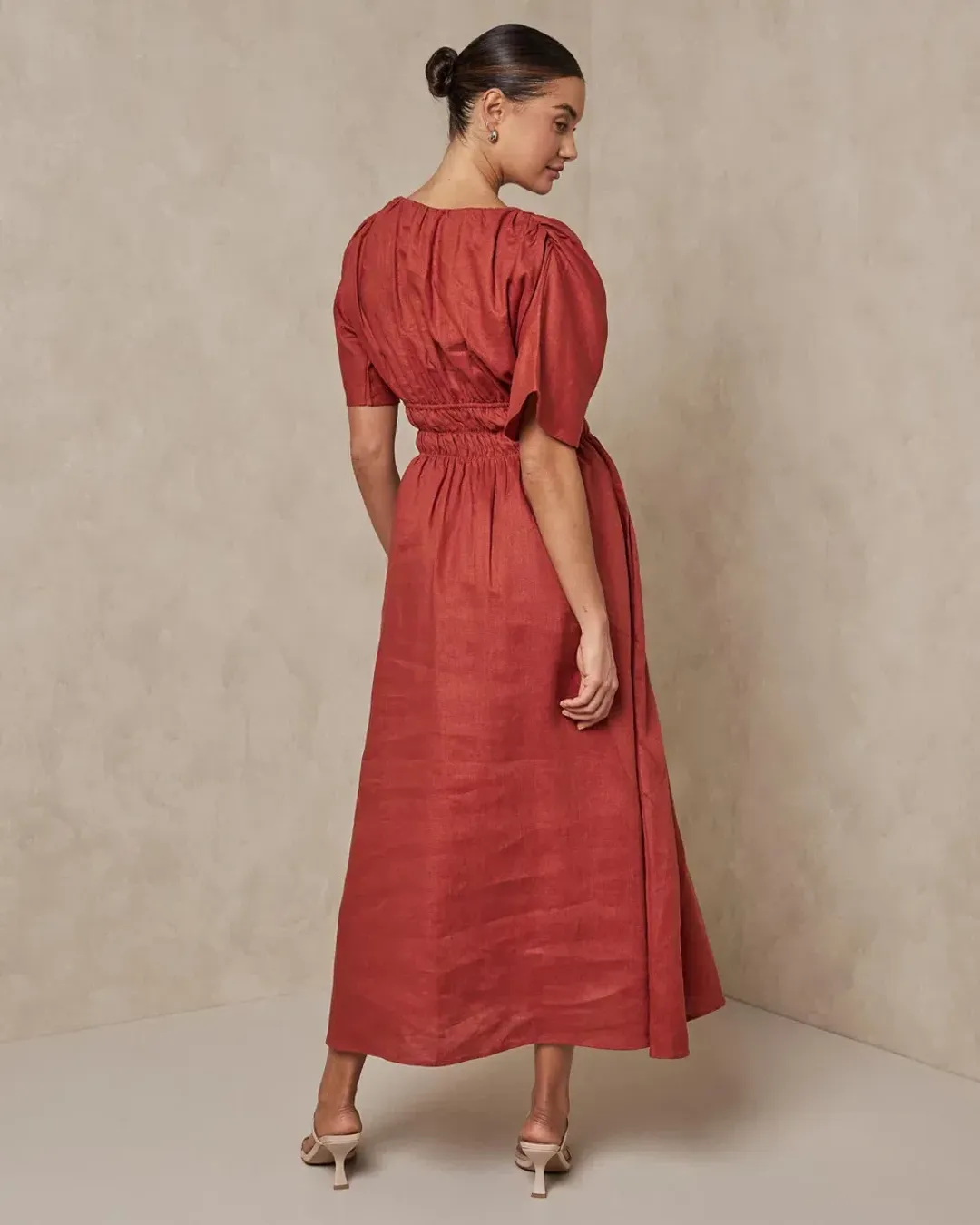 Aere Maxi Dress Burgundy Size AU 8  for rent on The Volte - main image
