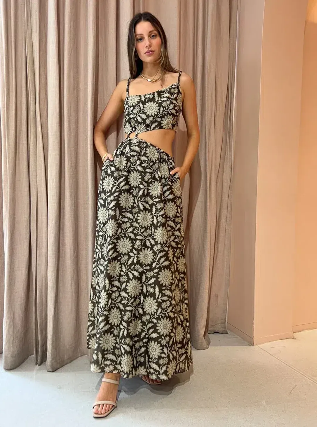 Sir the Label Xanita Asymmetrical Cut Out Dress Floral Size 2/AU 10 for rent on The Volte - main image