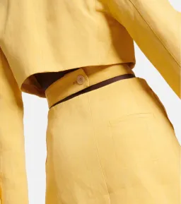 Jacquemus La Robe Bari Linen-blend Mini Dress Yellow  Size 8 for rent on The Volte - image 4