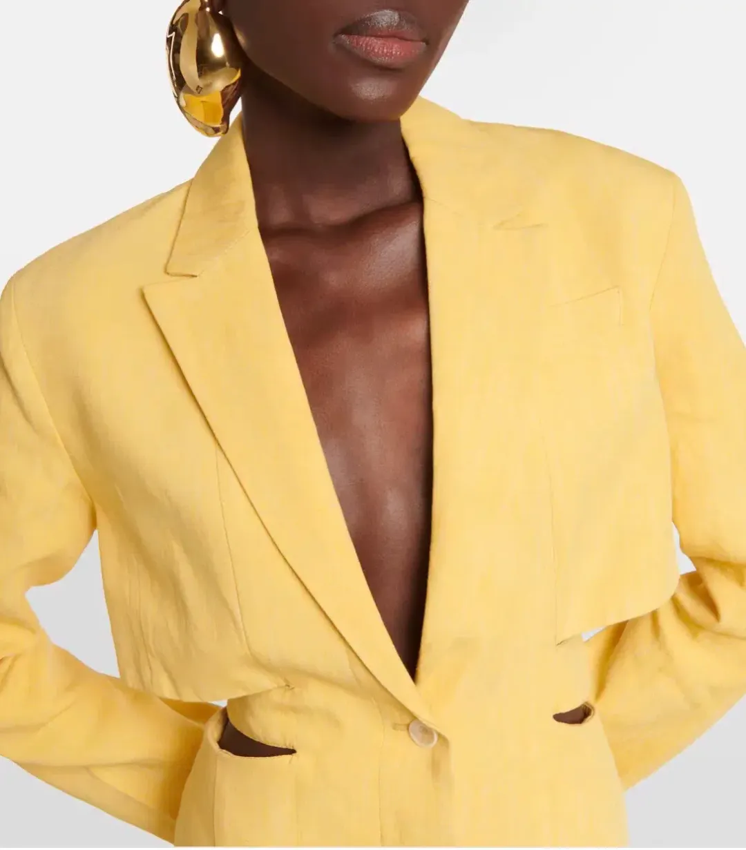 Jacquemus La Robe Bari Linen-blend Mini Dress Yellow  Size 8 for rent on The Volte - main image