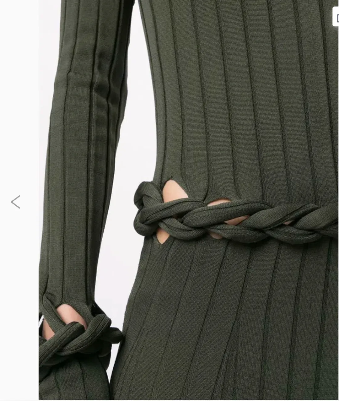 Dion Lee Radiance Rib Braid LS Dress Olive Size 8 for rent on The Volte - main image