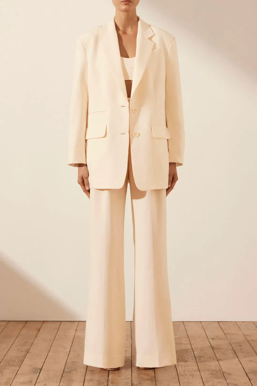 Shona Joy Irena Oversized Blazer Cream Size 10 for rent on The Volte - main image