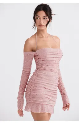 House of CB Estella Crystallised Mini Dress Soft Pink Size XS / AU 6 for rent on The Volte - image 5