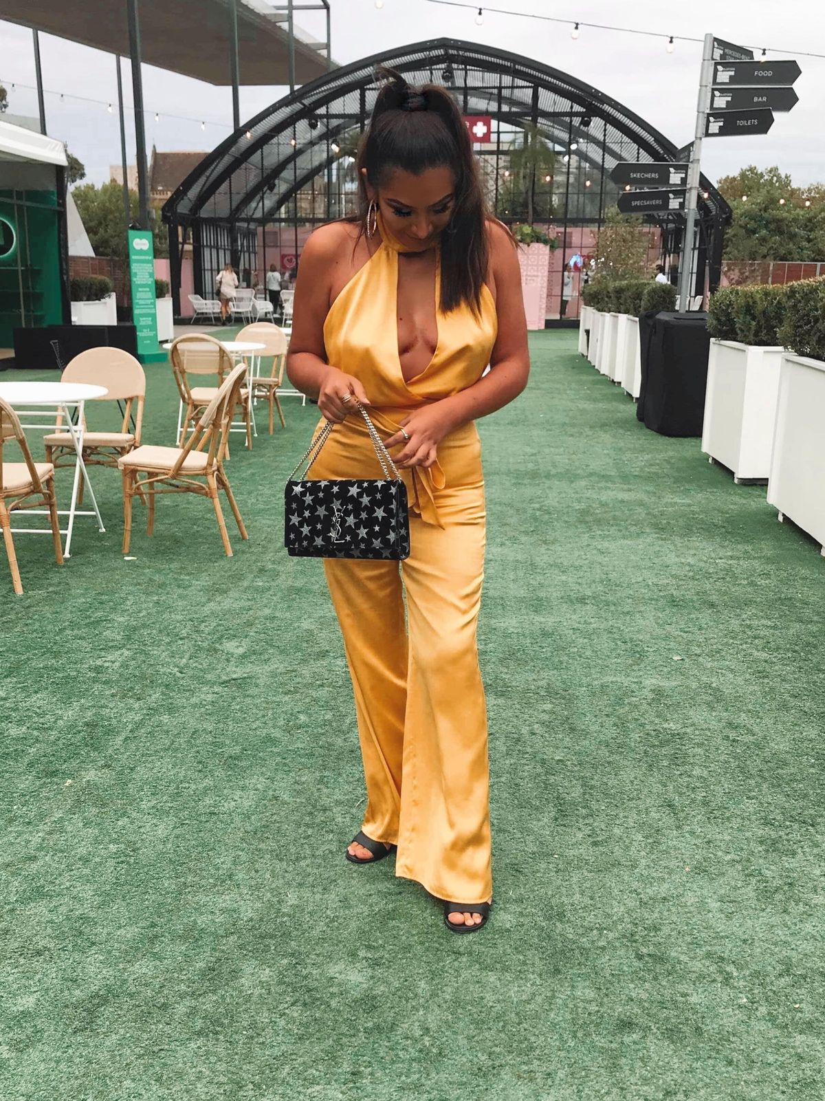 LPA Halter yellow jumpsuit size 8 for rent on The Volte - main image