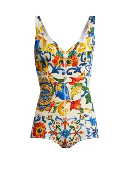 Dolce & Gabbana Majolica Bodysuit Multi Print Size 40/ AU 8 for rent on The Volte - image 1