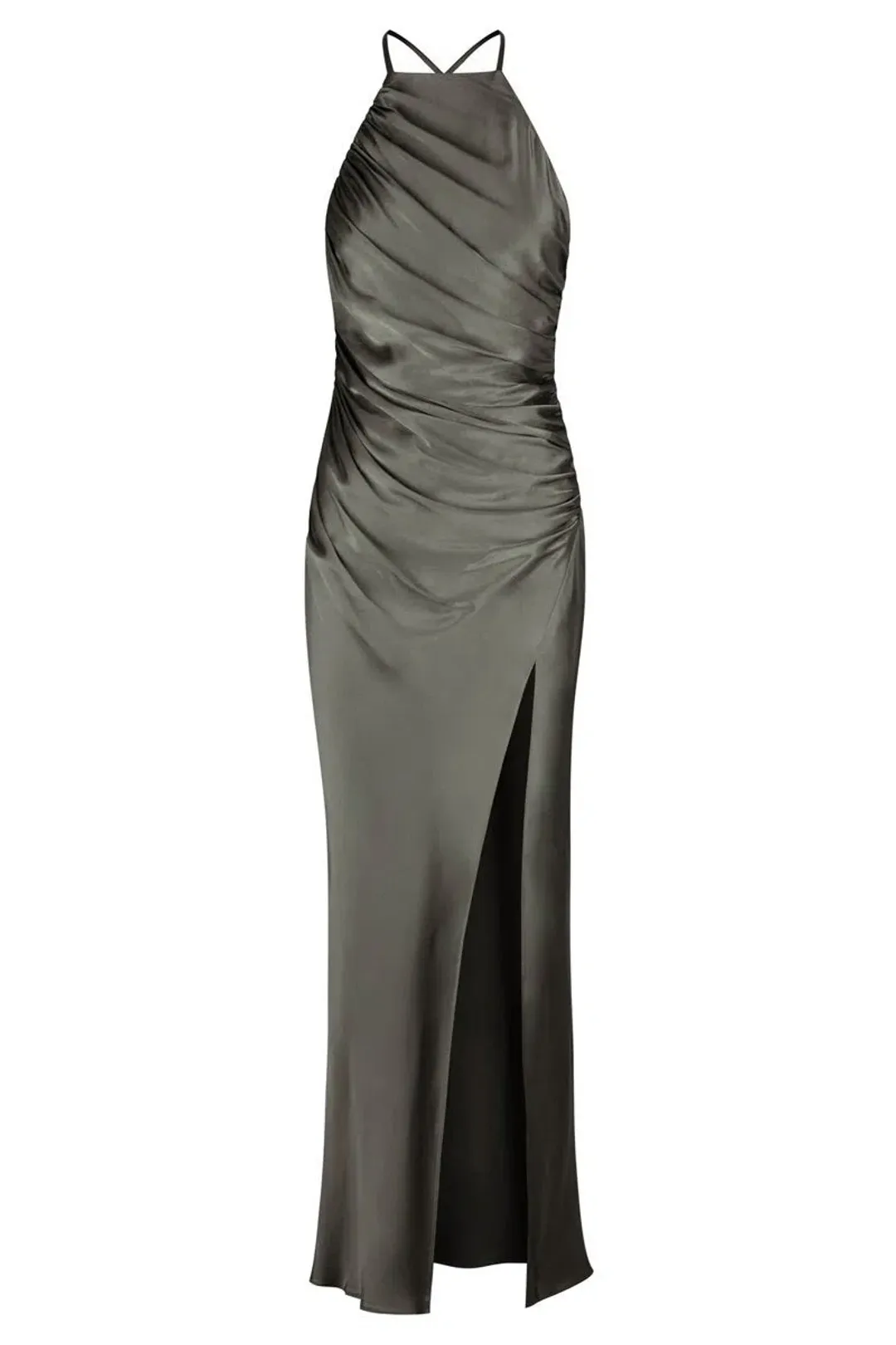 Shona Joy La Lune Gathered Square Neck Bias Midi Dress Olive Size 10 for rent on The Volte - main image